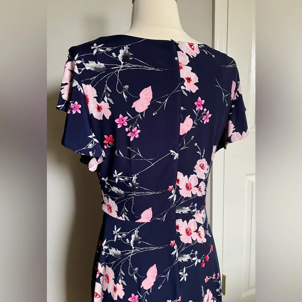 Jessica Howard Floral Navy Midi Dress, Size 6 - Picture 4 of 8